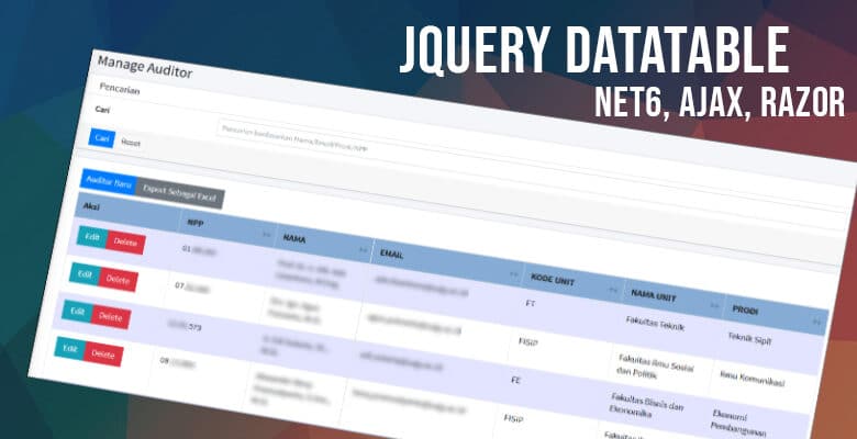 Menggunakan JQuery DataTable Ajax Request Pada CSharp