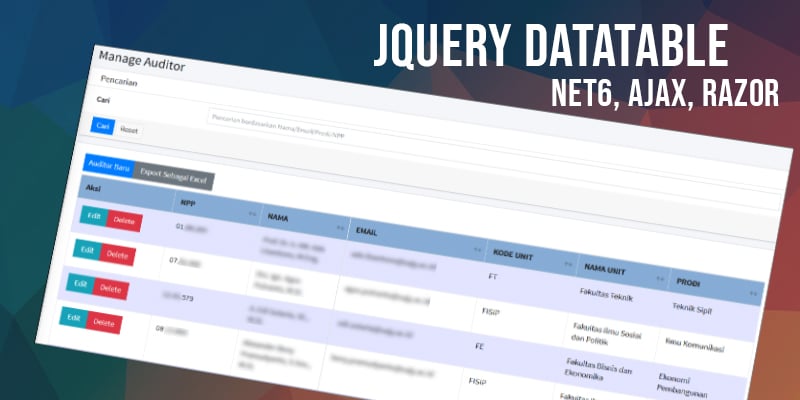 Konsultan IT Bandung - NET6 - JQuery DataTable